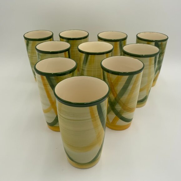 Set of 10 Vintage Vernonware Gingham Tumblers Glasses Vernon Kilns - Picture 4 of 8